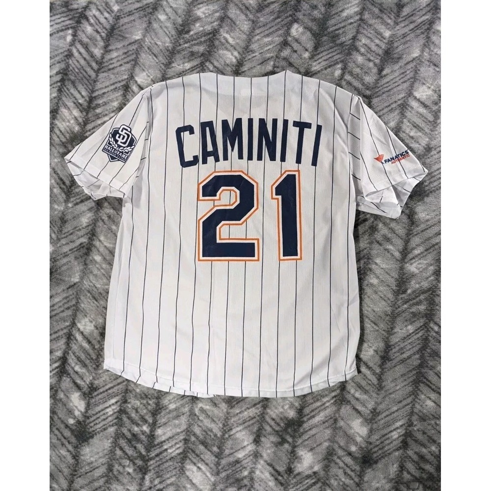 San Diego Padres Home Jersey Men XL Button Striped HOF Hall Of Fame Caminiti #21